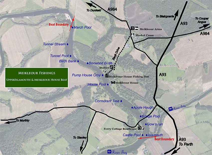 Map to Islamouth Meikleour great salmon fishing fly fishing